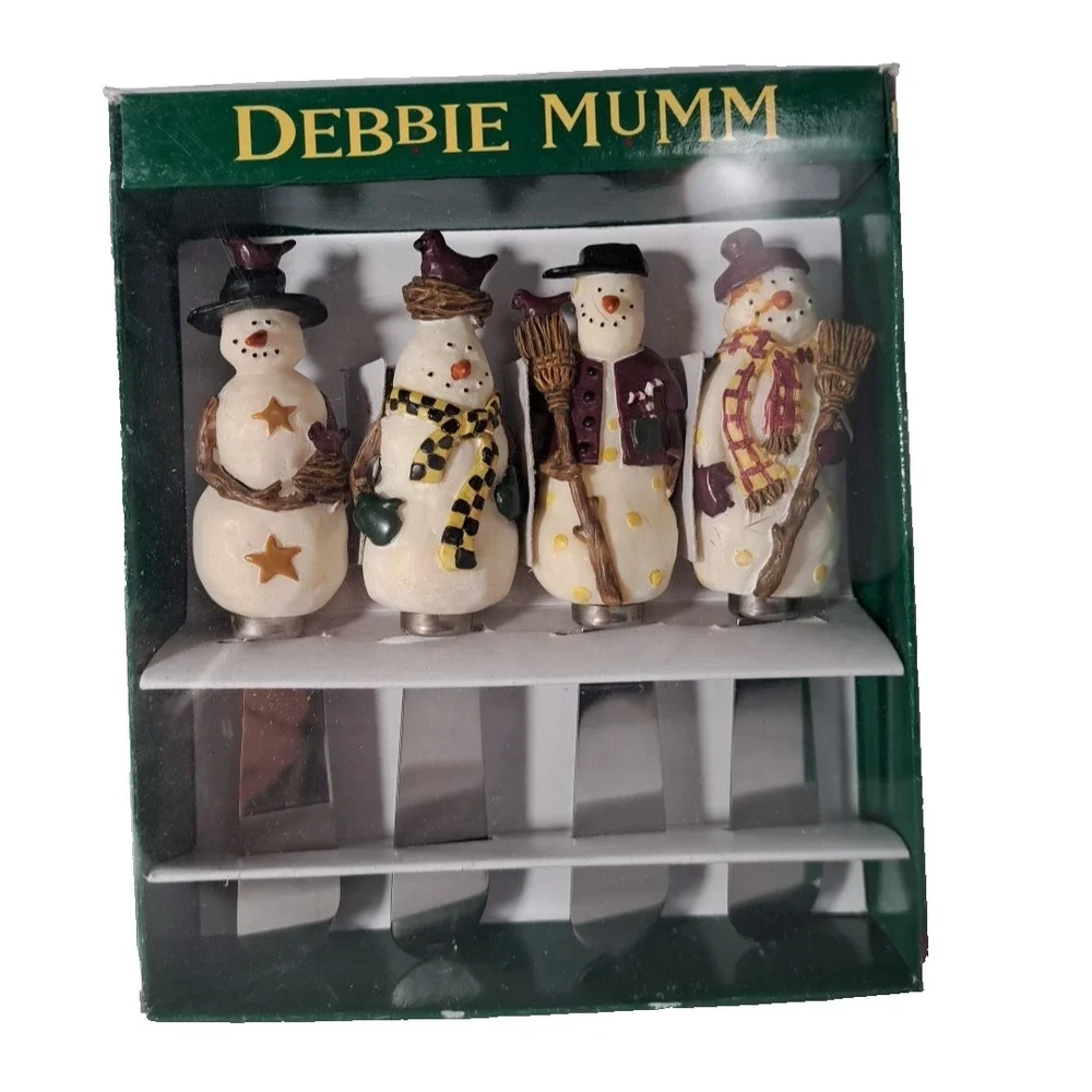 Debbie Mumm Snowman Spreaders Set of 4 Boston Warehouse 12871 Christmas Winter